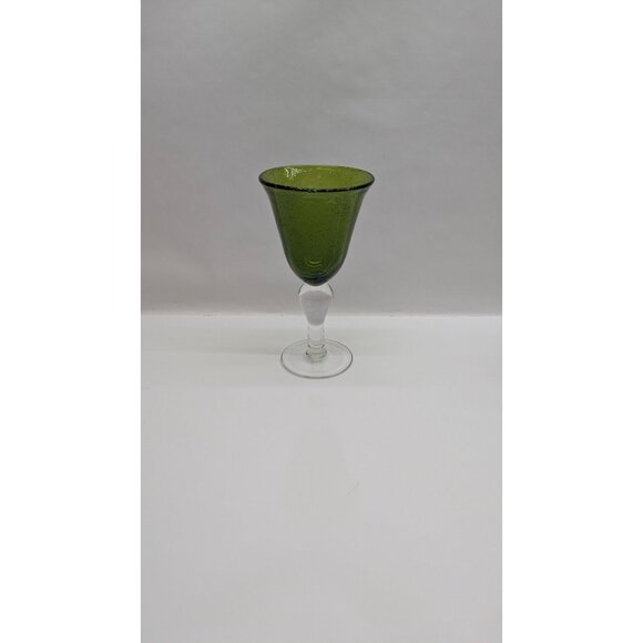 Artland Green Bubble Glass Wine Water Goblet Clear Sturdy Base - Picture 5 of 14
